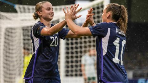 Scotland banged in three quick goals at Dens Park