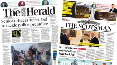 index picture combining the front pages of two newspapers