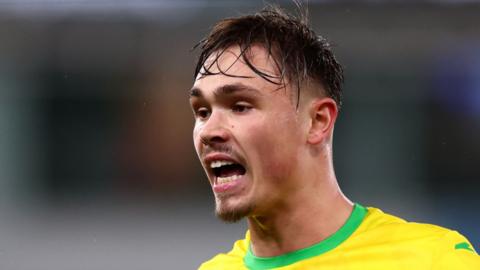 Callum Doyle playing for Norwich City
