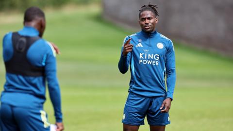 Caleb Okoli training with Leicester City