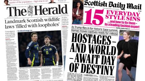 The front pages of the Herald and the Scottish Daily Mail