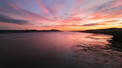A pink sky over the Moray Firth