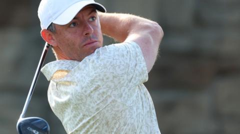 Rory McIlroy hits a shot at Oakmont
