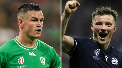 Ireland's Johnny Sexton and Scotland's George Horne.