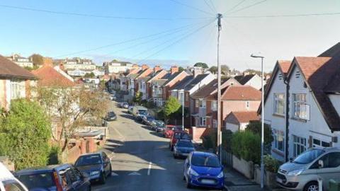 A Google Maps Street View picture of Southdown Road, showing terraced houses on a sunny day