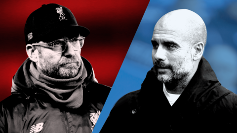 Liverpool manager Jurgen Klopp and Manchester City manager Pep Guardiola