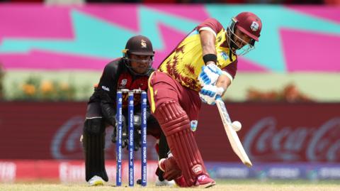 Nicholas Pooran of West Indies plays