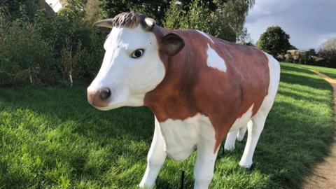 Fake bull in a field