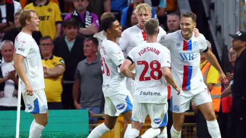 Sean McLoughlin of Blackburn Rovers celebrates scoring a goal to make the score 1-1
