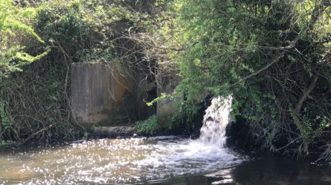 sewage pipe going into River Coln, Fairford