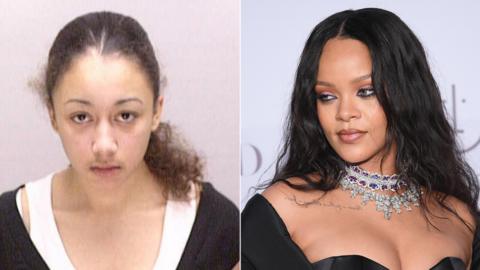A composite image showing Cyntoia Brown (left) and the singer Rihanna (right)