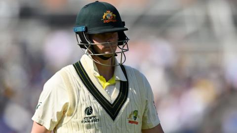 Australia batter Steve Smith walks off after being dismissed