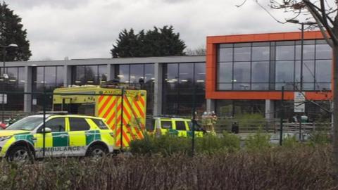 Ambulance and fire crews at Witham chemical incident
