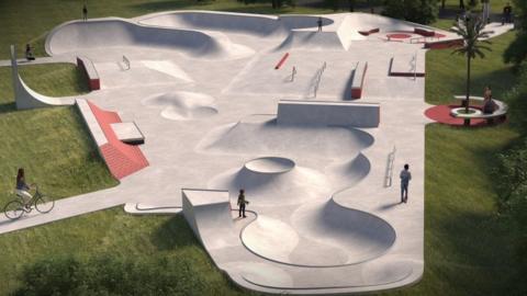 CGI showing the proposed replacement skatepark