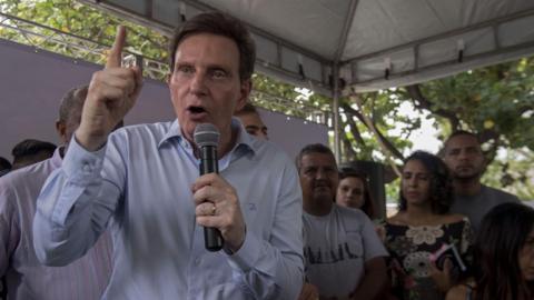 Mayor Marcelo Crivella speaks during an event