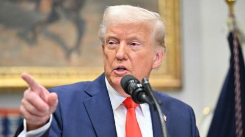 President Donald Trump speaking at the White House on 3 March