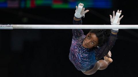 Simone Biles on uneven bars