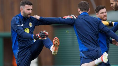 Goalkeeper Liam Kelly in Scotland training