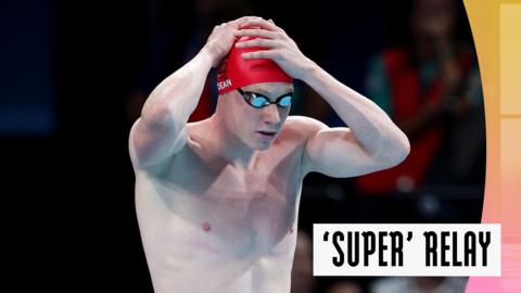 Watch as team GB qualify for final of 4x200m freestyle relay.