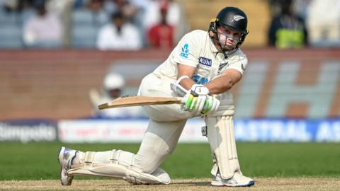 New Zealand's Tom Latham bats against India in second Test in Pune