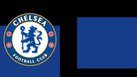 Chelsea club badge against a blue and black background