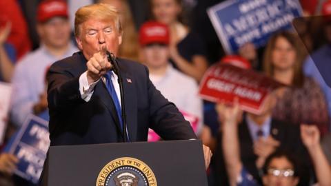 President Trump speaking at the rally in Pennsylvania