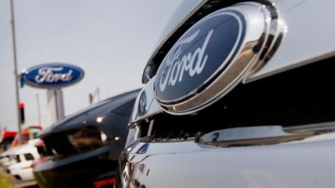 Ford vehicles in a dealership