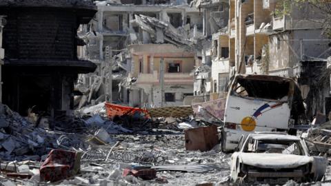 A view of a part of downtown Raqqa after it was liberated from the Islamic State militants