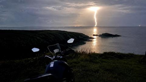Lightning over sea 