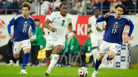 Brandon Thomas-Asante in action for Ghana against Japan
