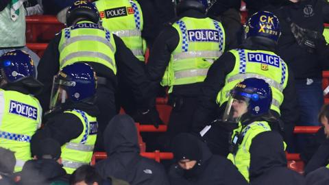Police deal with disorder inside Old Trafford