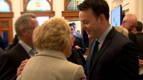 Colum Eastwood meets delegates at SDLP conference in Derry