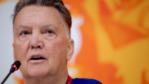 Louis van Gaal at a Netherlands news conference