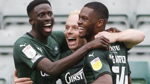 Ryan Broom celebrates scoring for Plymouth Argyle