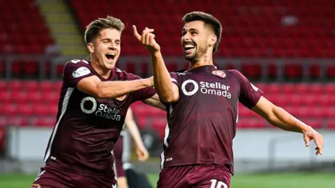 Claudio Braga celebrates his first Hearts goal