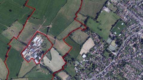 Aerial view of land near Backwell where Taylor Wimpey are hoping to build 515 new houses.