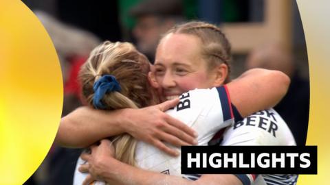 Watch highlights of England's 82-0 victory over Wales in the Women's International Rugby League match