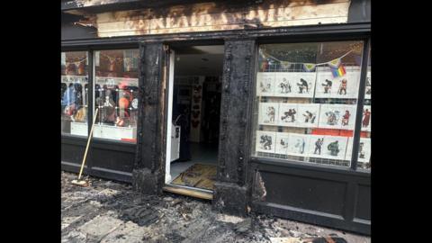 Get Ready Comics in Rochester High Street damaged by fire . 