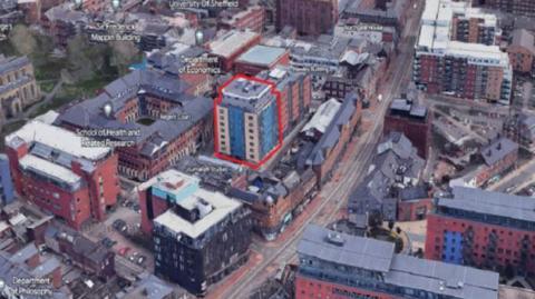 Aerial view of the West Street area of Sheffield