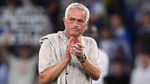 Jose Mourinho applauds the fans