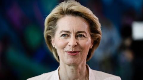 German Defence Minister Ursula von der Leyen at the beginning of a cabinet meeting at the Chancellery in Berlin, Germany, 03 July 2019