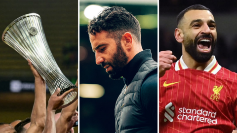 Europa Conference trophy, Ruben Amorim and Mo Salah