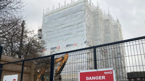 Demolition site of former tower block, Goscote House, in Highfields, Leicester. 