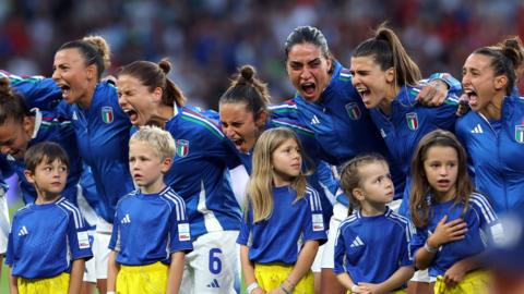 Italy players and mascots
