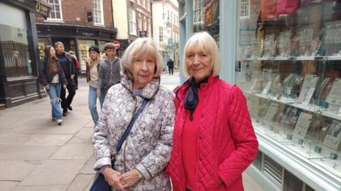 Judith Williams and Stella Tefry from Staffordshire on Little Stonegate in York