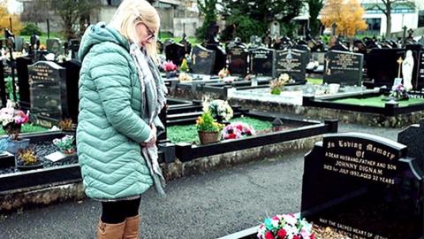 Claire Dignam at her late husband's grave
