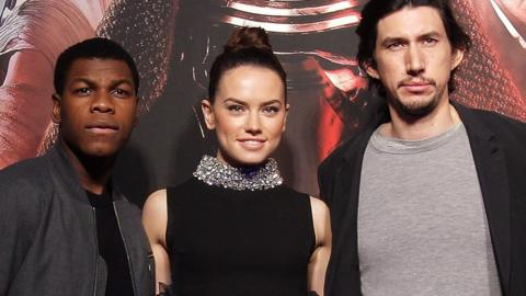 John Boyega, Daisy Ridley and Adam Driver