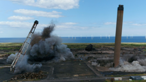 Steelworks being demolished