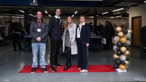 Tim Rogers, chair of Keighley Towns Fund stands on the left next to councillor Alex Ross-Shaw, Kelly-Marie McAllister from Keighley College and and Group Head of Business Development at Luminate Education Group Clare Fitzgerald.