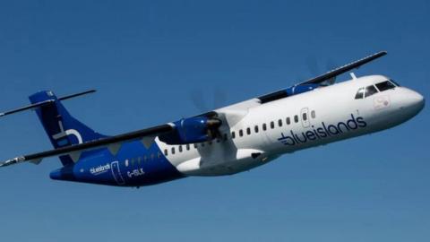 A Blue Islands plane in flight